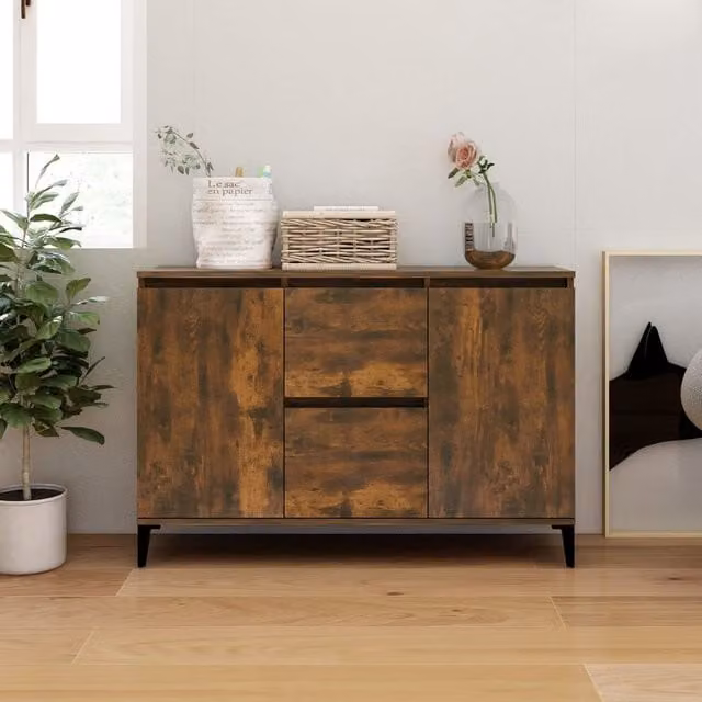 Berkfield Home Smoked Oak Sideboard in Brown, W/D/H: 104 x 35 x 70 cm – 1
