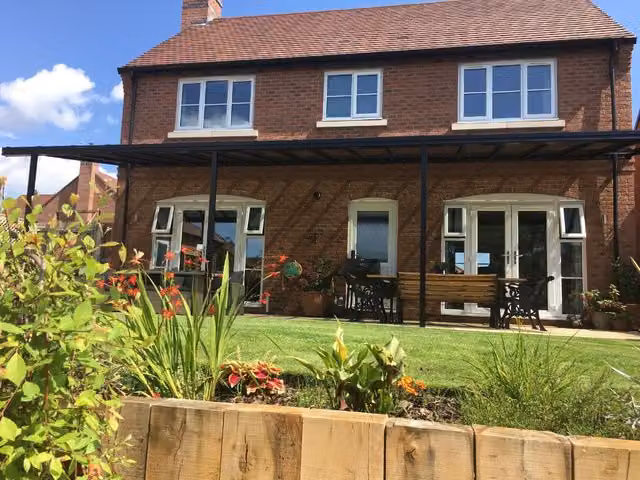 Milwood Group Simplicity 6 Aluminium Lean-to Pergola Veranda in Black, W: 2200 cm, D: 350 cm