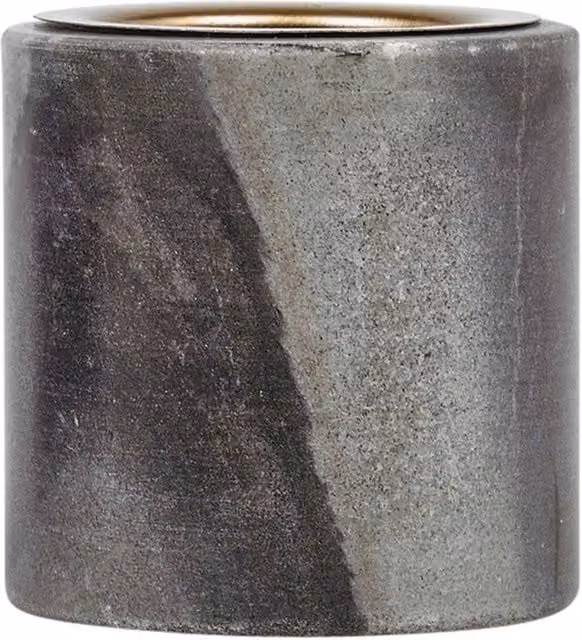 EONLION Modern Round Natural Marble and Metal Tealight Candle Holder in Grey, Black and Gold, W/D/H: 7 x 7 x 6 cm