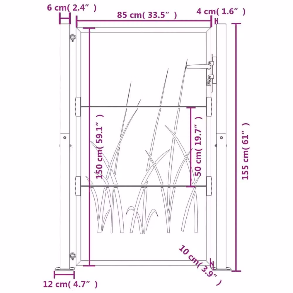 Berkfield Home Steel Garden Gate in Anthracite Grey, W: 105 cm, H: 155 cm – 5