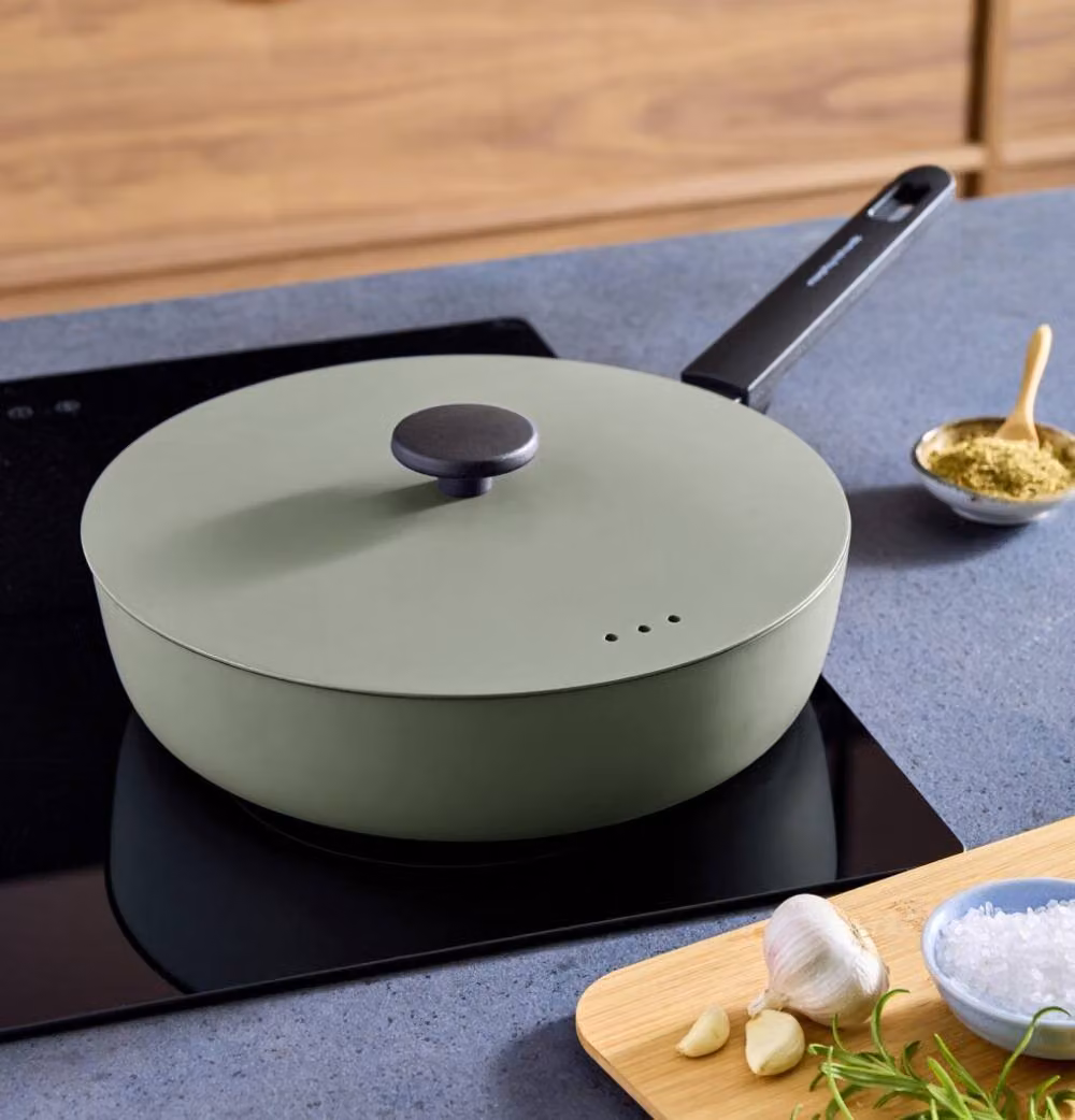 Morphy Richards Non-Stick Forged Aluminium Saute Pan, Green, 28 cm – 4