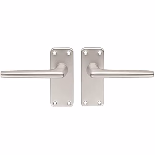 Loops Pair Straight Tapered Handle on Latch Backplate, Silver Brushed Aluminium, W: 102 mm, H: 41 mm