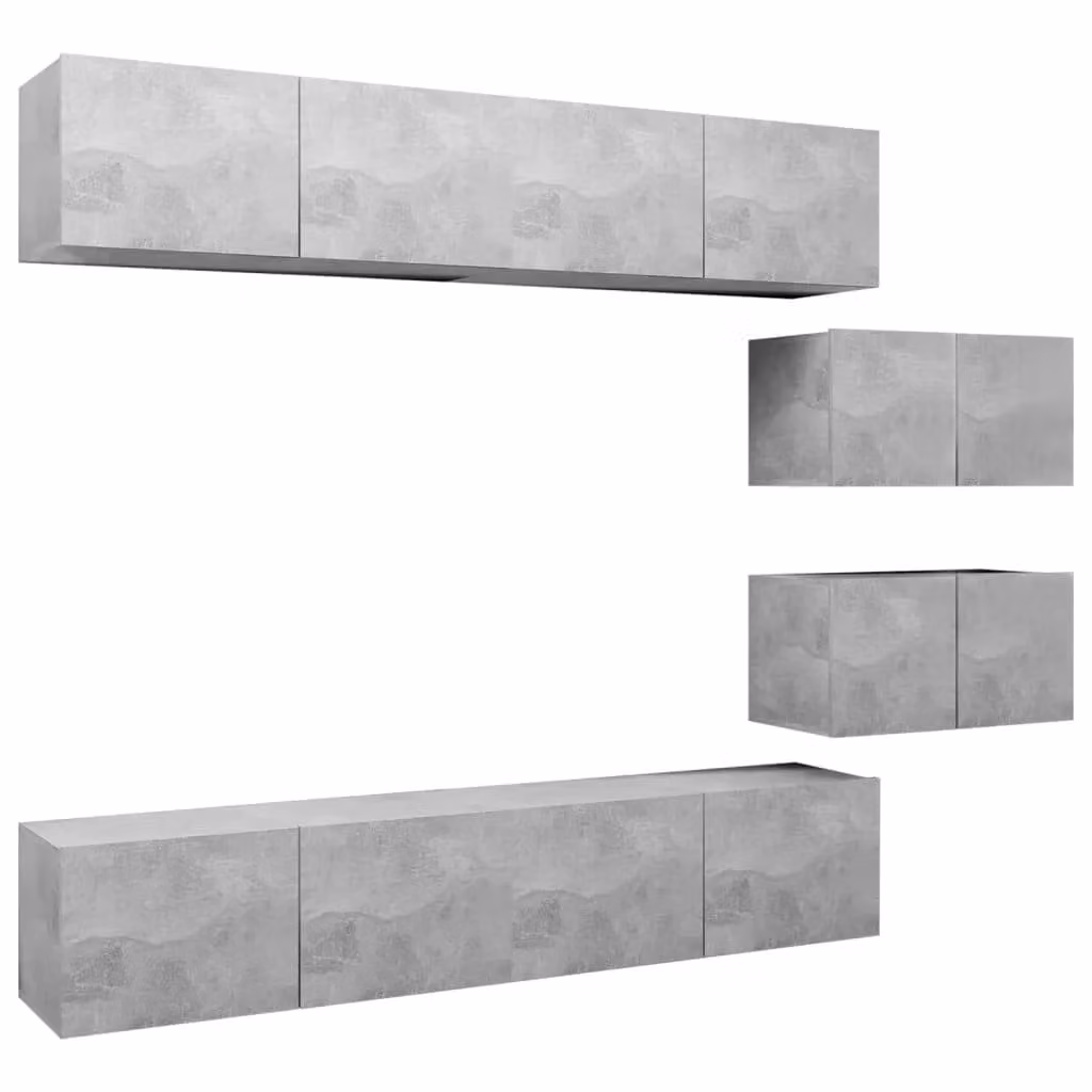 Berkfield Home 6 Piece Modern TV Cabinet Set in Concrete Grey Matt MDF