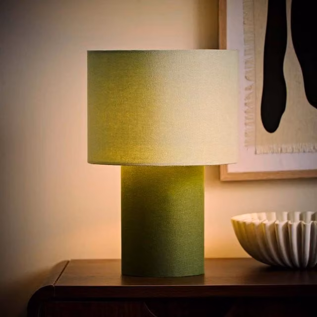 Bobby Colour Clash Duo Fabric Table Lamp in Green and Brown