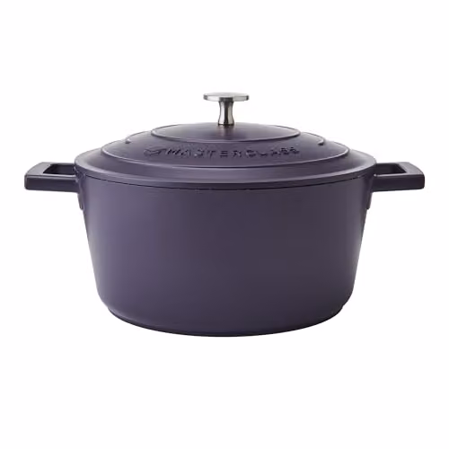 MasterClass Cast Aluminium Non-Stick Casserole Dish with Self-Basting Lid, Purple, Diameter: 24 cm, Volume: 4 l – 1