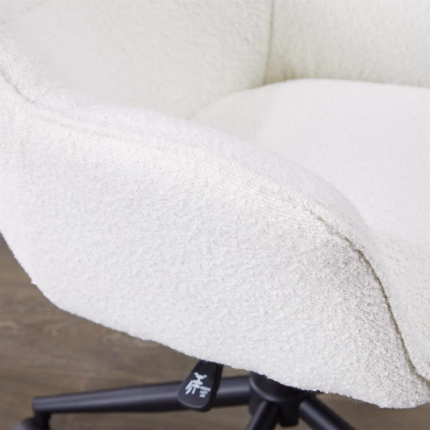 FURNITURE ONE White Corduroy Fabric Upholstered Swivel Office Chair, Height Adjustable Task Chair – 2