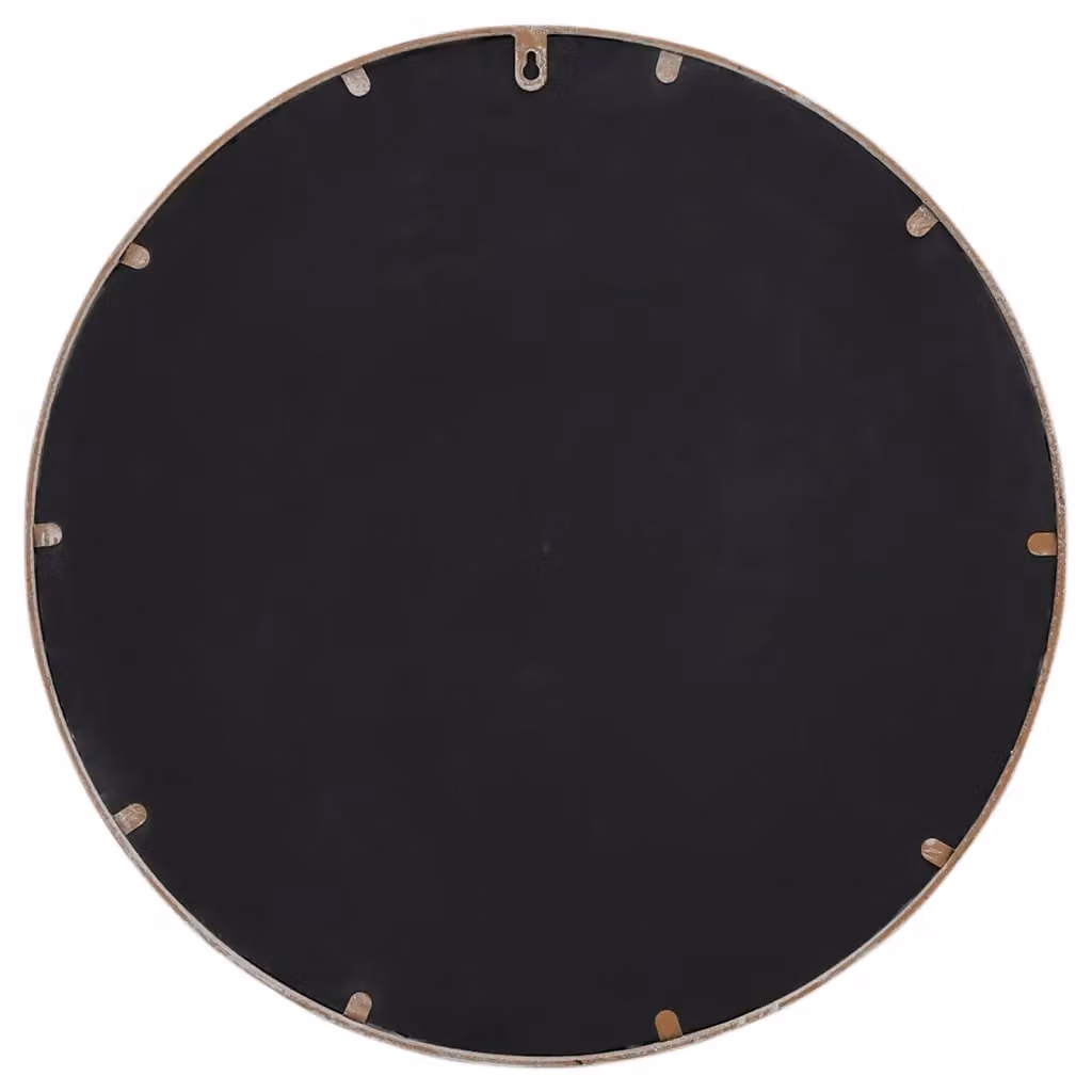 Berkfield Home Round Iron Wall Mirror in Beige, W: 60 cm, D: 4 cm – 3