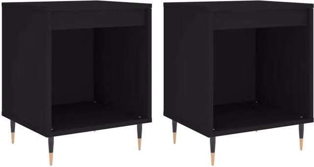 Berkfield Home Set of 2 Modern Black Bedside Cabinets, W/D/H: 40 x 35 x 50 cm – 1