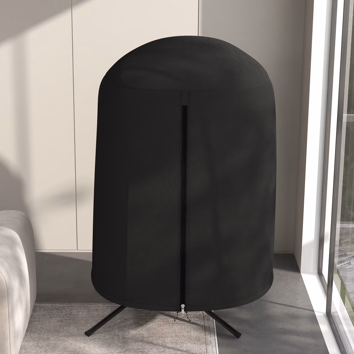 Outsunny Black Waterproof Hanging Egg Chair Cover with Zipper, 420D Oxford Fabric Single Swing Chair Protector, W/D/H: 128 x 128 x 90 cm – 8