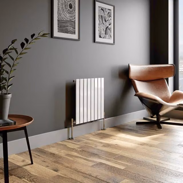 Temprazo Horizontal Single Flat Panel Designer Radiator in White, W: 60.5 cm, H: 60 cm, D: 5.2 cm