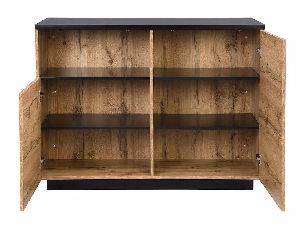 Vente-unique Kitchen Island with 2 Doors and 1 Compartment in Black and Natural MDF, W/D/H: 120 x 60 x 90 cm – 4