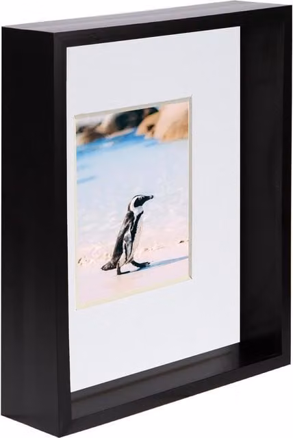 Nicola Spring Single Rectangular 3D Deep Box Photo Frame in Black and White, W/D/H: 20.32 x 25.4 x 25.4 cm