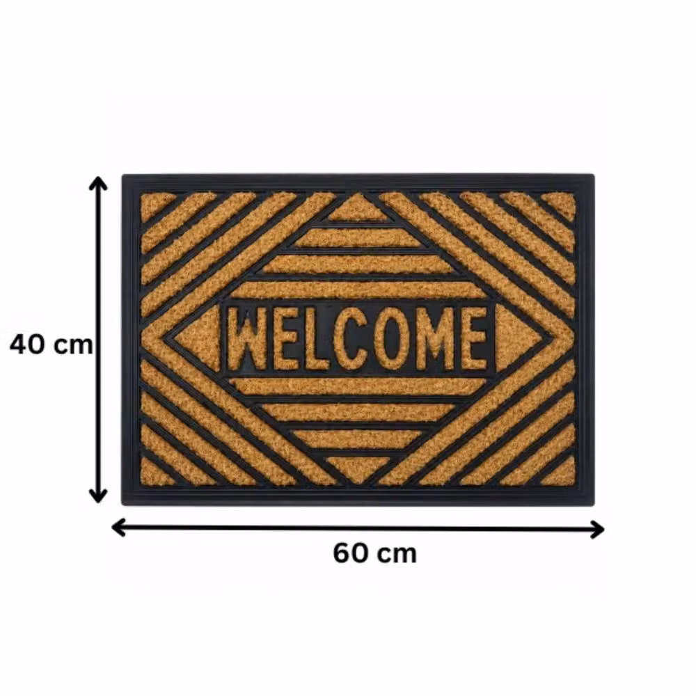 Marco Paul Non-Slip Coir Welcome Door Mat in Black and Brown, W: 40 cm, D: 60 cm – 2