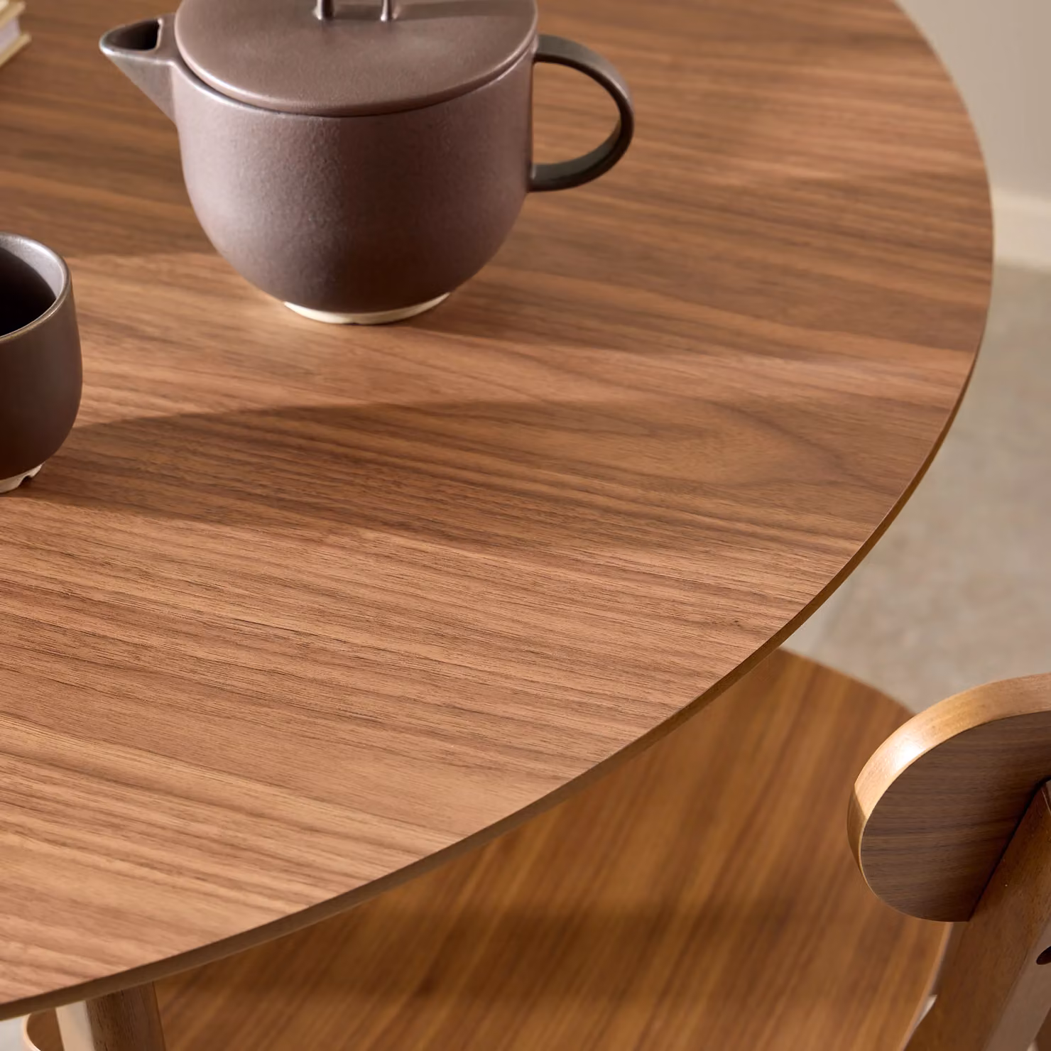 Furniture To Go Roxby Round Dining Table in Brown Walnut, W: 105 cm, D: 76 cm, H: 76 cm – 4