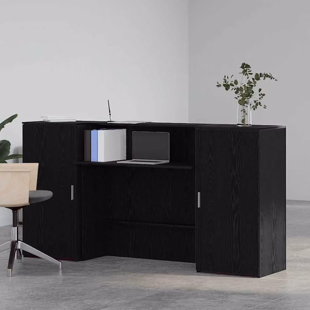Berkfield Home Reception Desk in Black Oak, W/D/H: 200 x 50 x 103.5 cm – 3