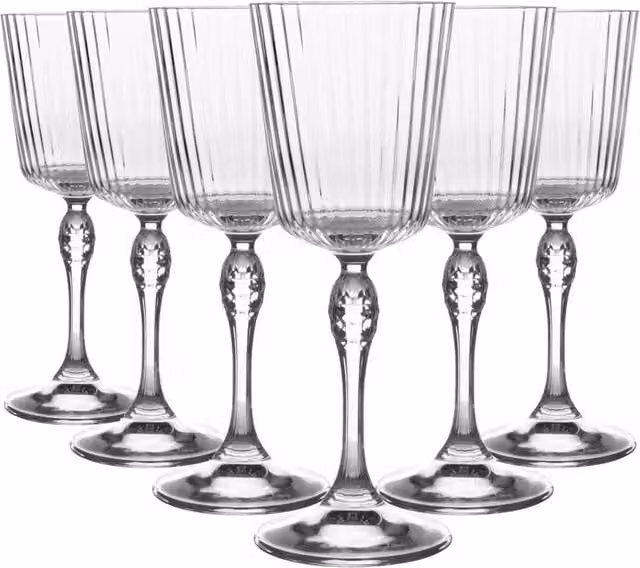 Bormioli Rocco Havendro Set of 6 Transparent Geometric Cocktail Glasses, 250ml
