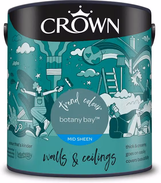 Crown Botany Bay Mid Sheen Emulsion Walls and Ceilings Paint, 2.5 l