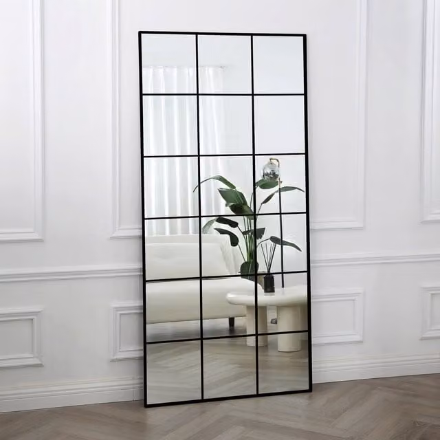 Home Garden Direct Aion Full Length Window Mirror with Black Frame, H 180 cm x W 90 cm