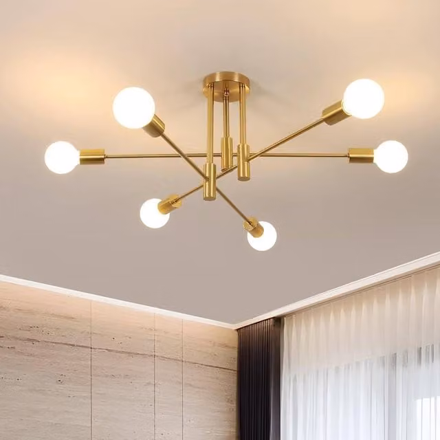 COMELY Sputnik 6-Light Modern Adjustable Ceiling Light in Gold/Brass with Glass Spheres – 1