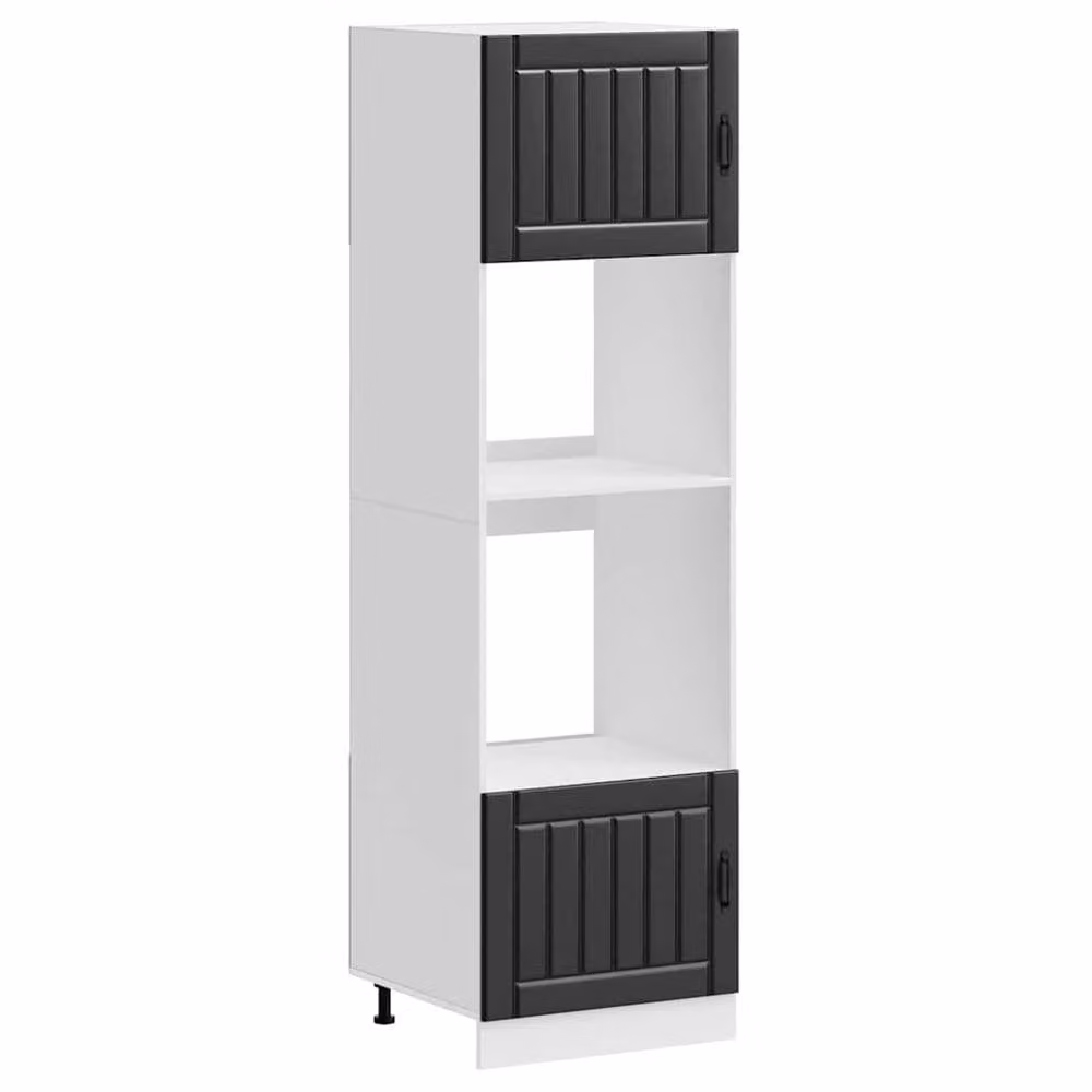 Berkfield Home Kalmar Black Oven Cabinets, Set of 2, Matt Engineered Wood Appliance Housing Units