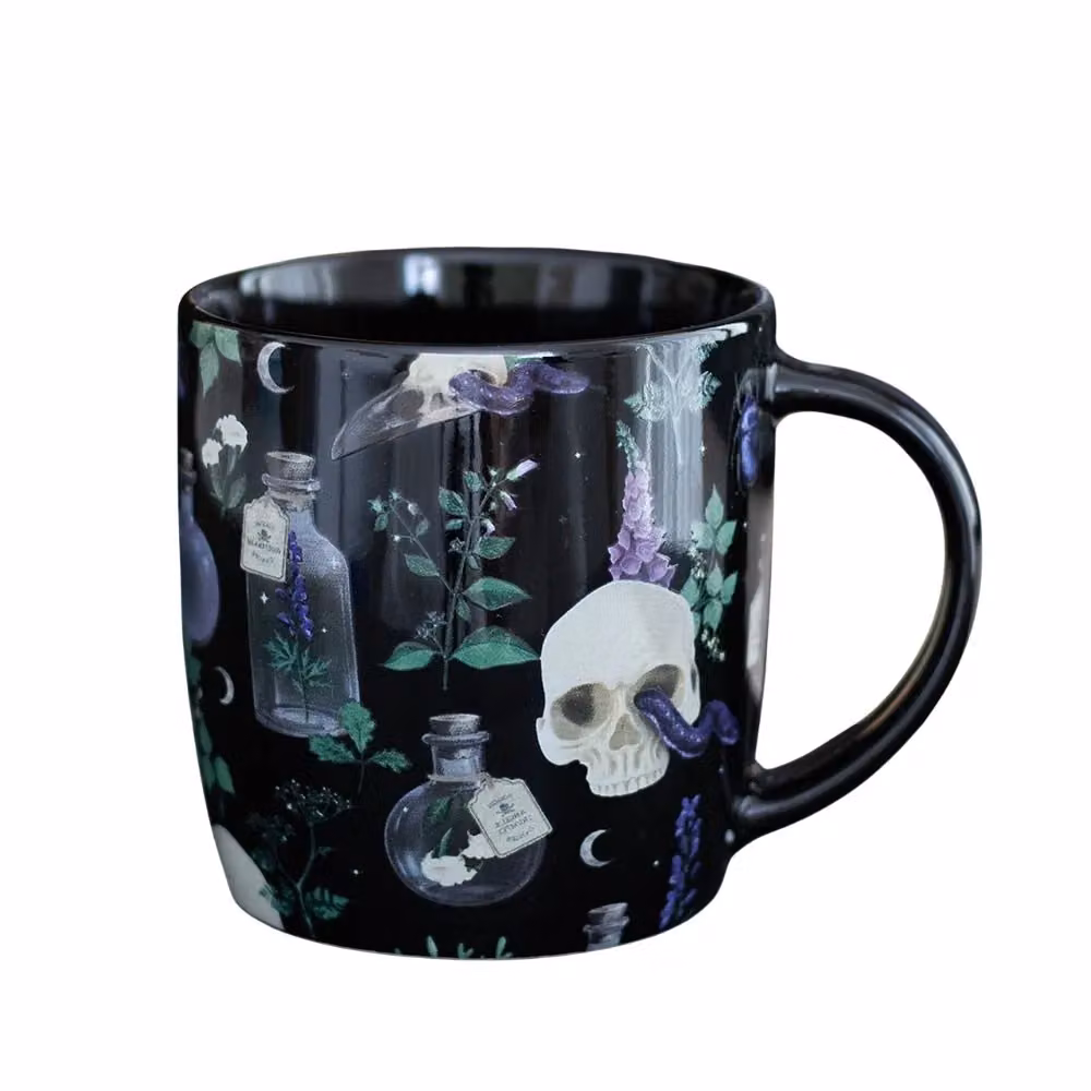 Something Different Venom & Vines Black Ceramic Mug, 350ml – 2