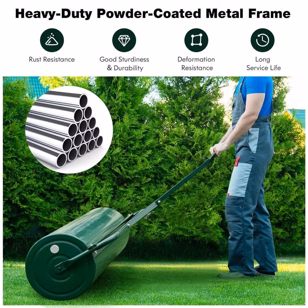 NESTLUNE Green Water or Sand-Filled Sod Roller with Detachable Metal Component – 6