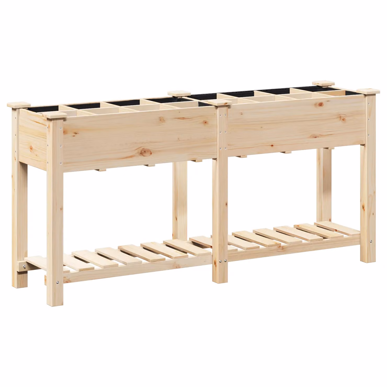 Berkfield Home Garden Planter with Grids in Beige Solid Wood W/D/H: 161 x 43 x 76 cm – 2