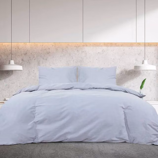 Berkfield Home Elegant Grey Microfibre Duvet Cover and Pillowcase Set, W/D/H: 135 x 200 cm and 80 x 80 cm