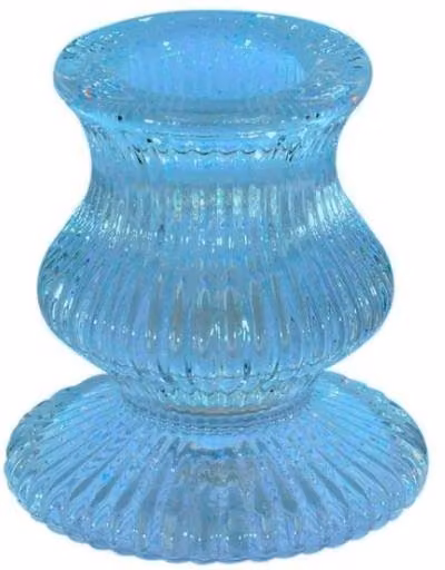 KDMD Eliza Blue Striped Glass Taper Candle Holder, 5 Pack – 1