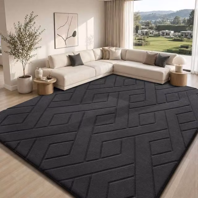FORGEVIO Modern Geometric Large Area Rug in Dark Grey, W: 240 cm, D: 300 cm – 1