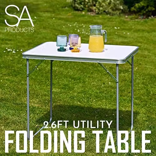 Pelle & Sol Utility Folding Table with Aluminium Frame, White – 2