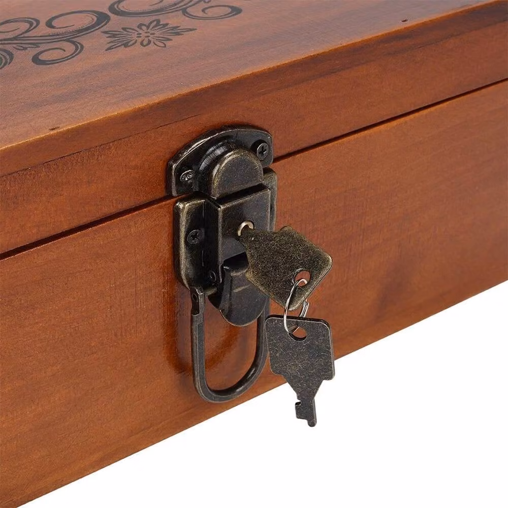 FORGEVIO Vintage Solid Wood Treasure Chest Box in Brown, W: 32 cm – 3