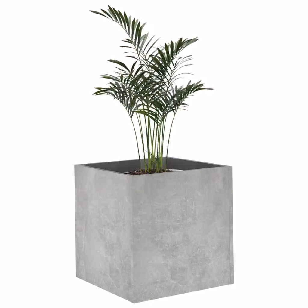 Berkfield Home Square Planter Box in Grey Concrete and Wood, W/D/H: 40 x 40 x 40 cm – 2