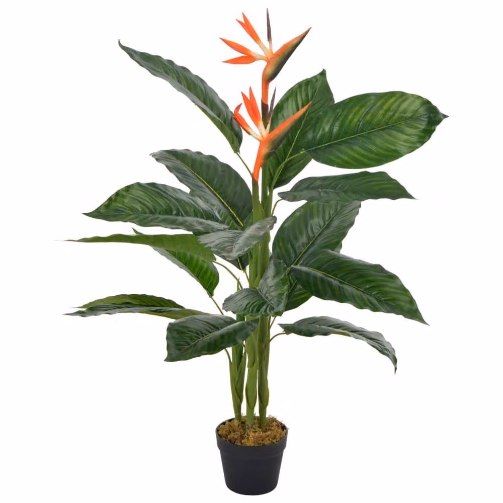 Berkfield Home Artificial Strelitzia Plant with Red and Orange Pot, Height: 100 cm – 2