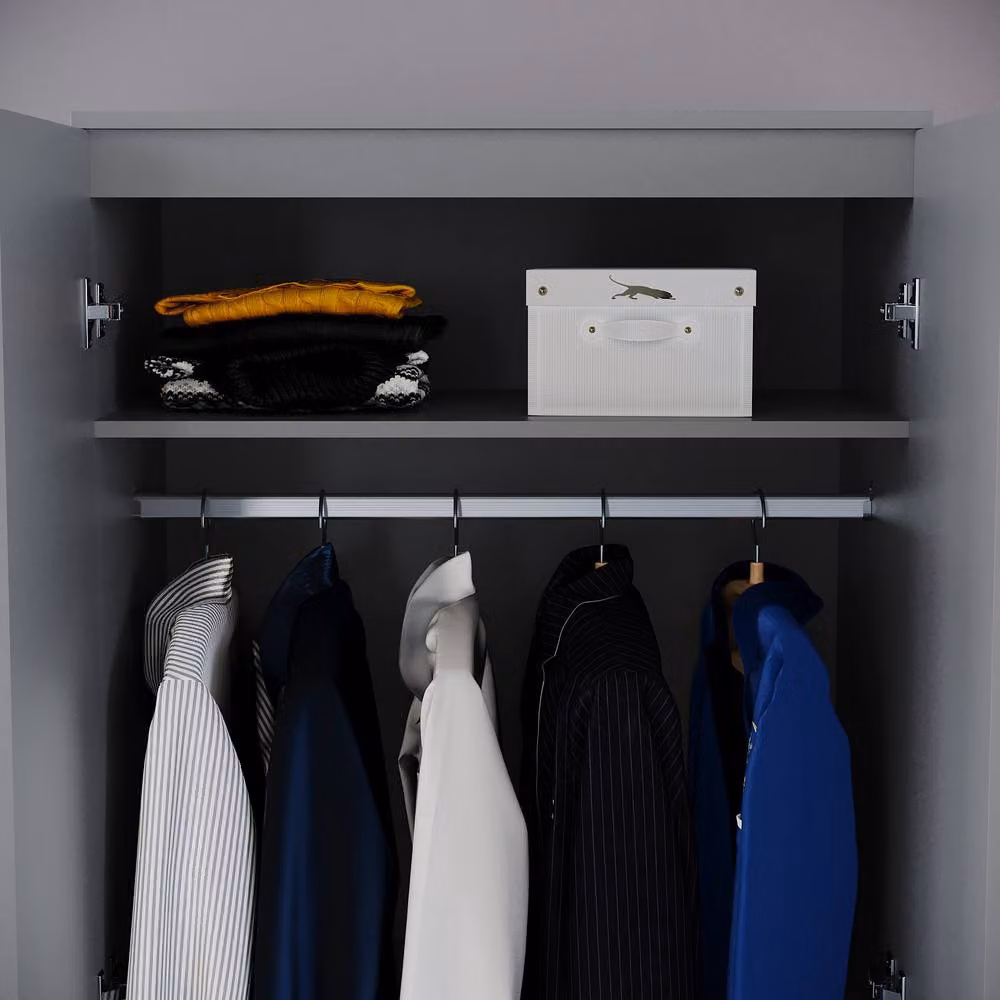 HD Designs Modern 2 Door Grey MDF Wardrobe H 170 cm x W 76 cm x D 47 cm – 4