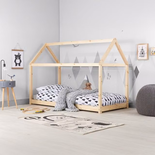 Birlea House Single Bed Frame in Brown Solid Pine Wood