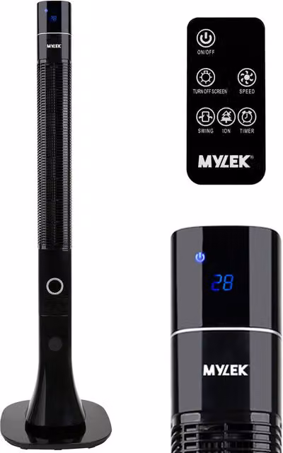 Mylek Black Tower Fan Cooling Air Cooler with Oscillation and Timer, Height: 121.92 cm