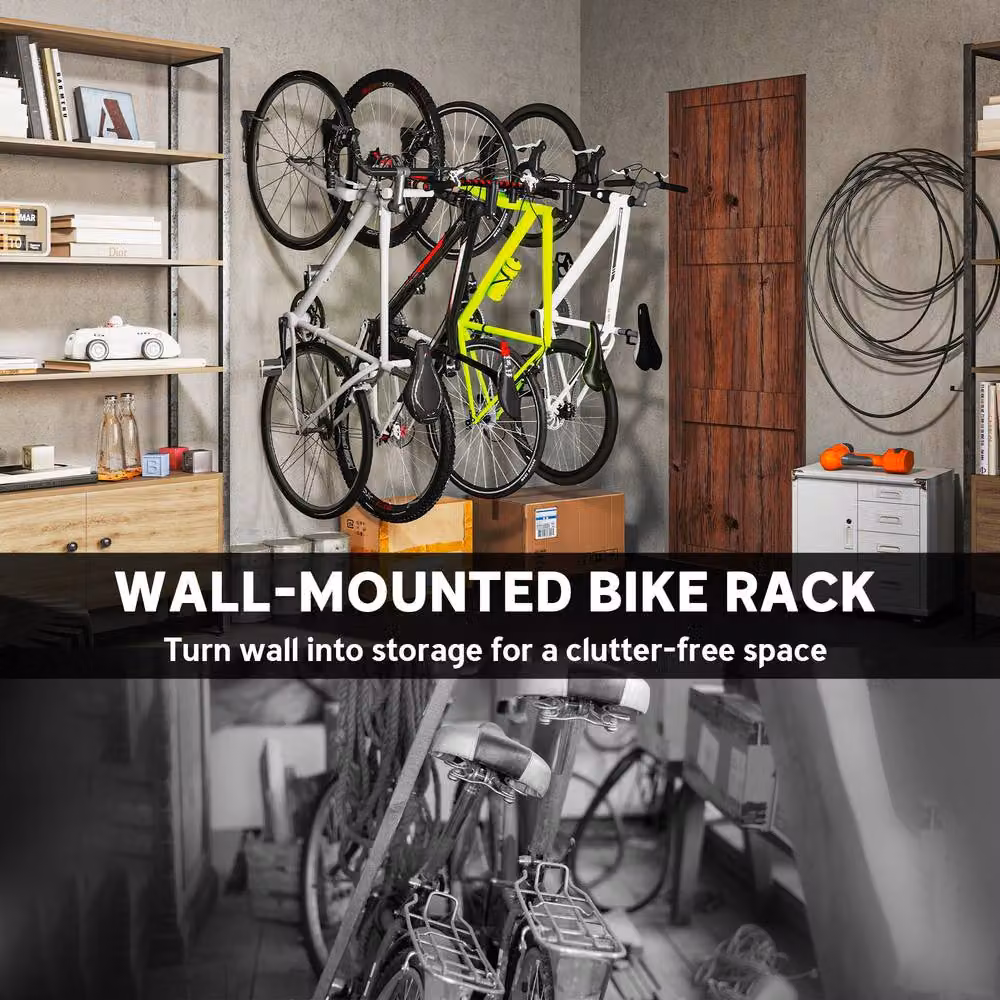 STILVORA Set of 4 Foldable Bike Wall Racks in Black – 7