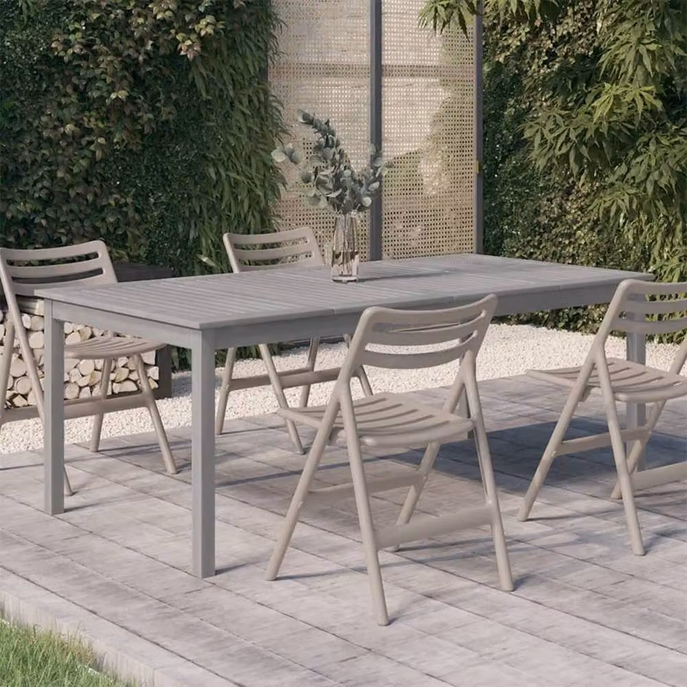 Berkfield Home Grey Acacia Wood Extendable Garden Table, W/D/H: 200 x 100 x 75 cm – 2