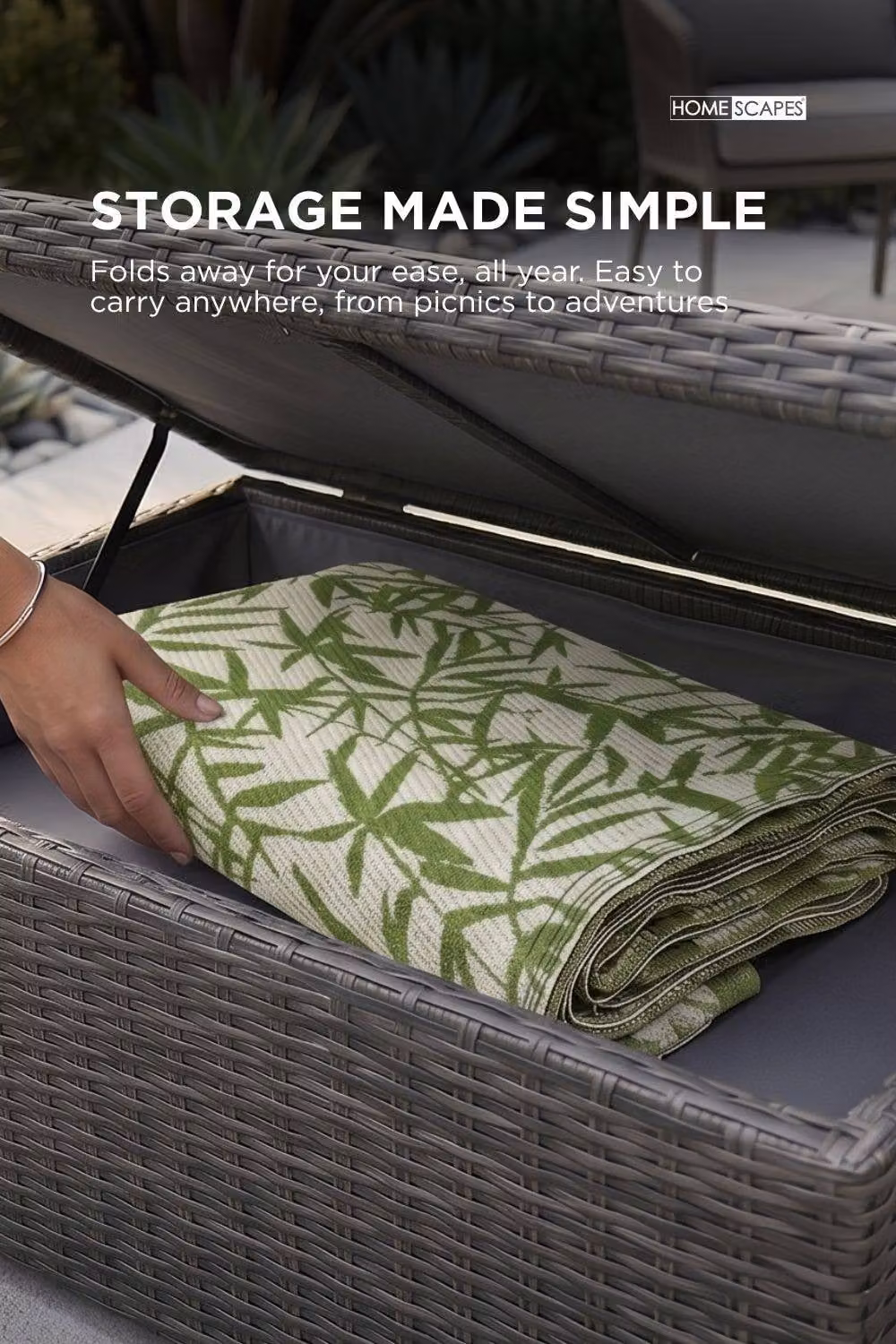 Homescapes Zena Tropical Luxury Outdoor Rug, Green and White, W: 240 cm, D: 300 cm – 3