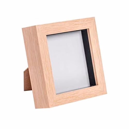 Nicola Spring Minimalist Square 3D Shadow Box Photo Frame, Brown, W/D/H: 10.16 x 10.16 x 3.5 cm – 1