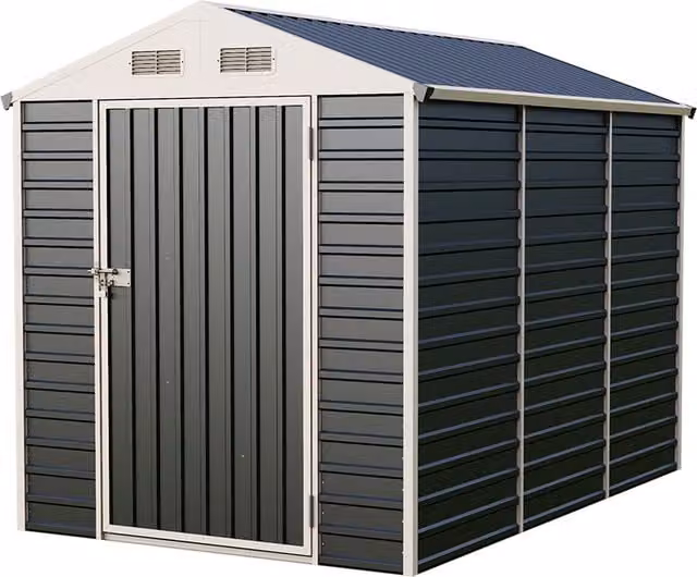 Breeins Metal Apex Roof Garden Storage Shed in Anthracite and White