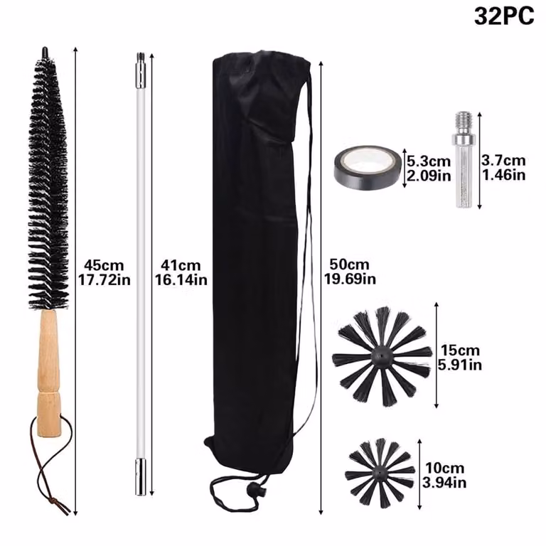 SPETLEK 32x Flexible Chimney Sweep Brush Rod Kit Flue Cleaning Set in Multicolour