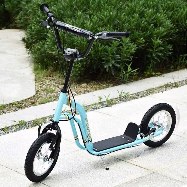 HOMCOM Kids Height Adjustable Stunt Scooter in Blue