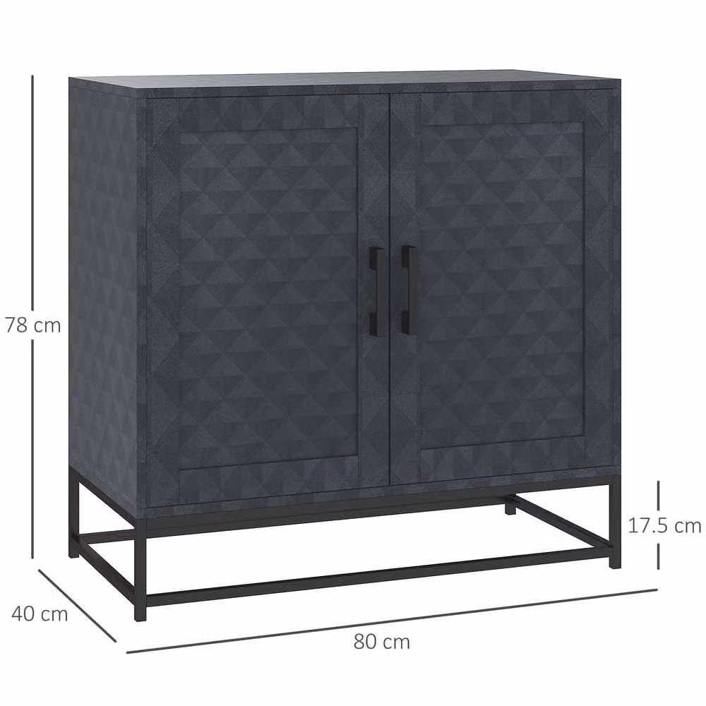 HOMCOM Modern Freestanding Sideboard with 2 Doors and Adjustable Shelf, Black – 3