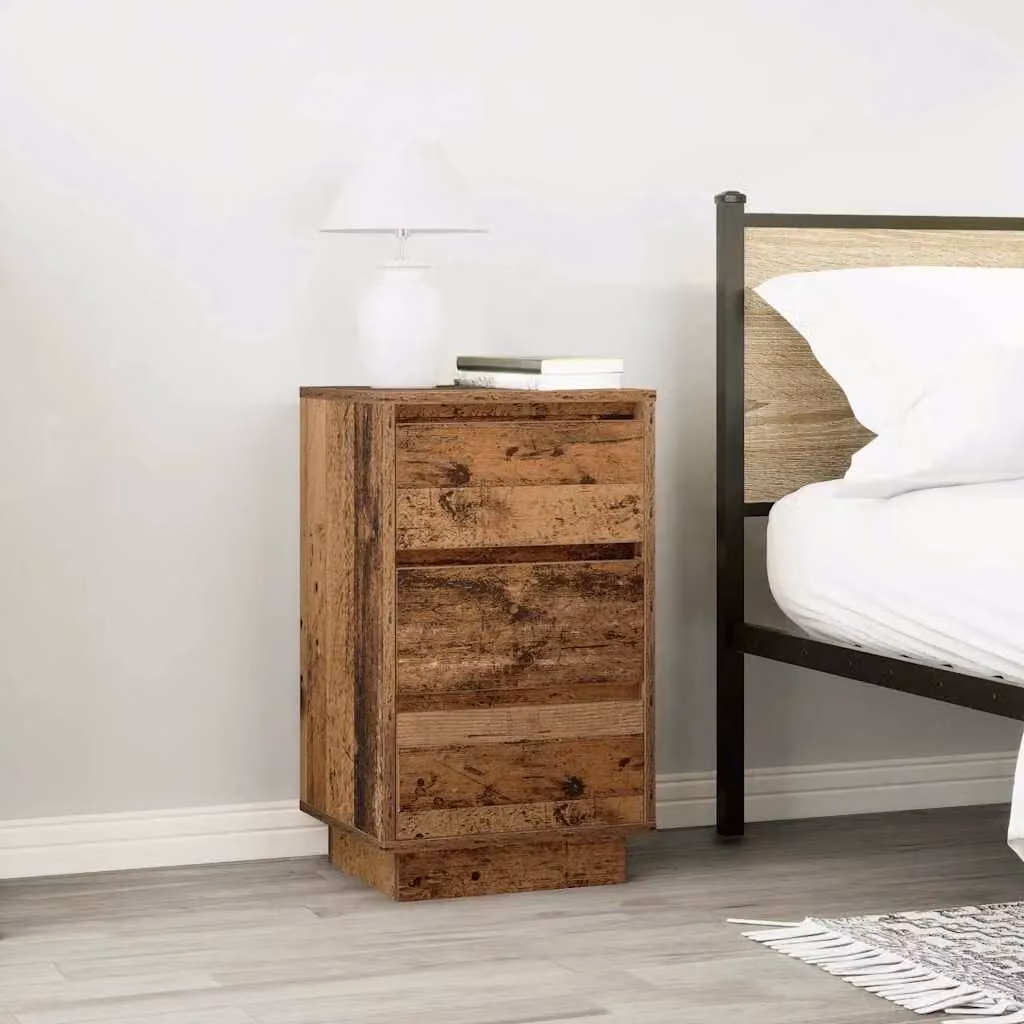 Berkfield Home Bedside Cabinet with Integrated LED Lights in Old Wood, W/D/H: 38 x 34 x 65 cm – 4
