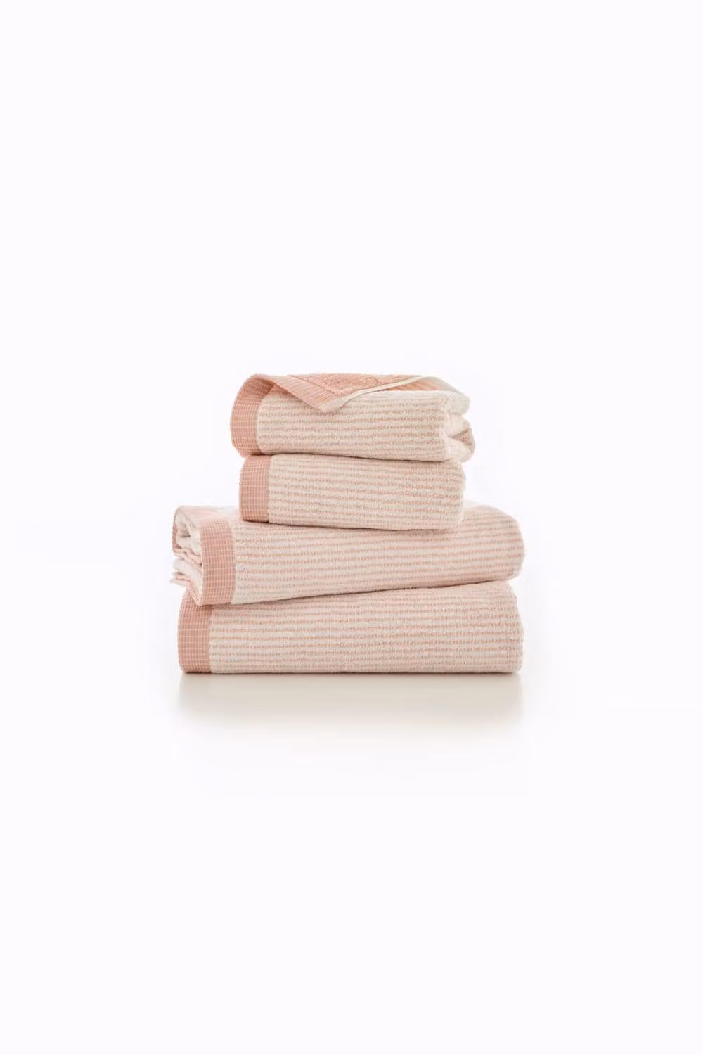 The Lyndon Company Willow Weave Striped Cotton Towel in Pink, 550gsm – 2