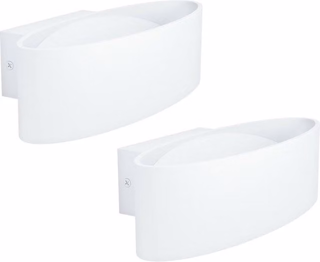 Loops 2 Pack Modern White Wall Light with Transparent Plastic Shade and 10W LED Bulb Included
