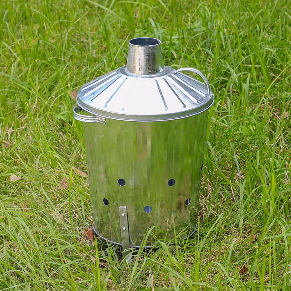 Simpa 40L Galvanised Steel Incinerator with Flip Lid in Metallic Silver – 2