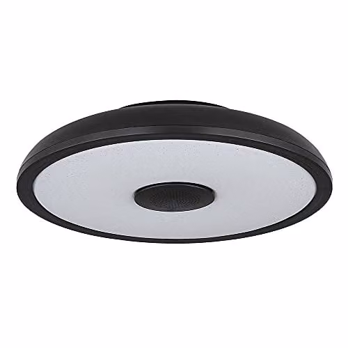 Globo Lighting Modern LED Ring Ceiling Light in Black with RGB Colour Changing, Bluetooth Speaker and Remote Control – 1